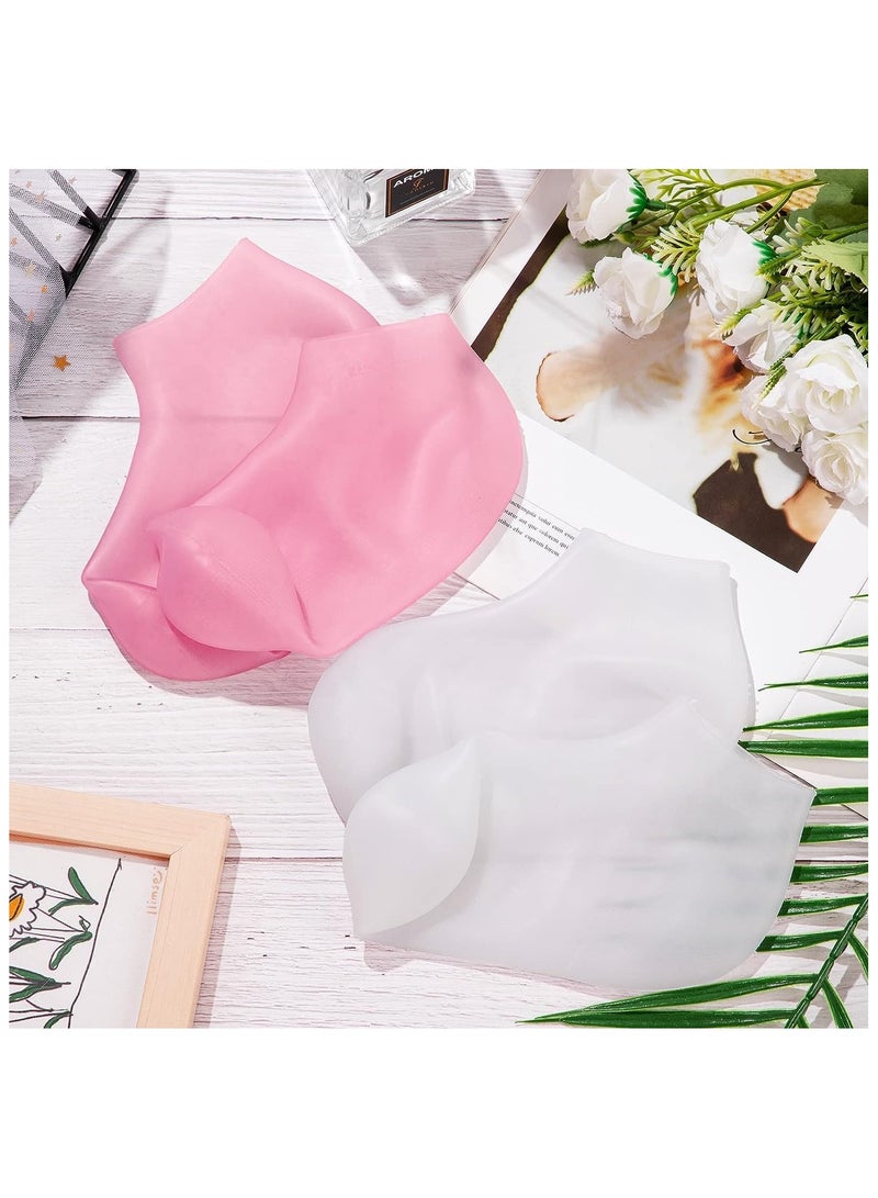 Bills Silicone Socks 2 Pairs Aloe Socks Silicone Gel Heel Socks Anti Slip Silicone Moisturizing Socks for Women Men Dry Cracking Skin,Pink and White - Image 4