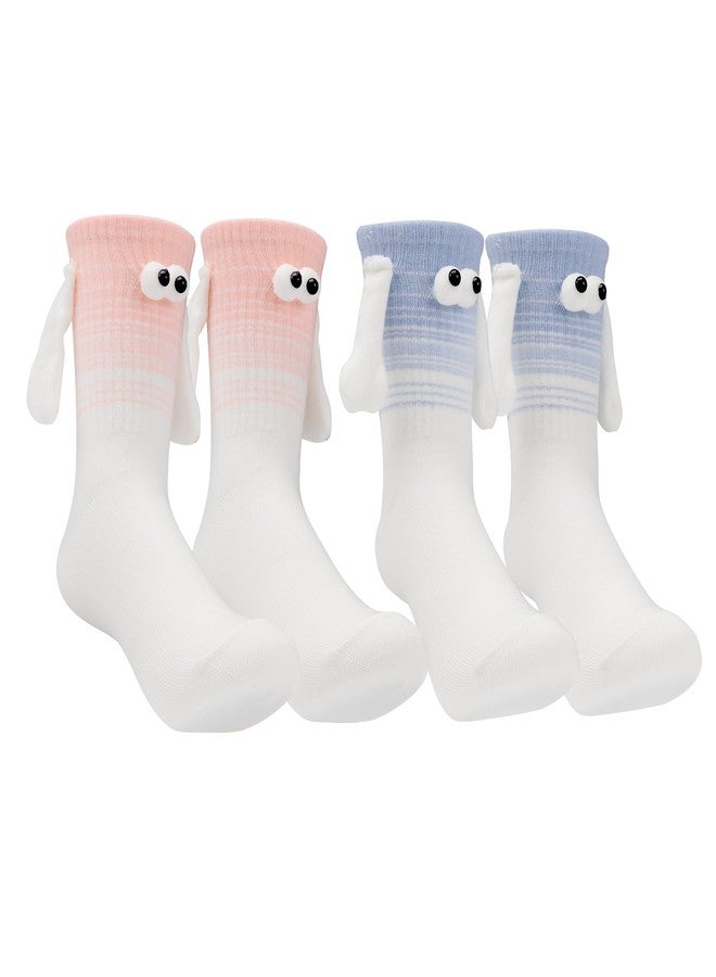 cureder 2 Pairs Magnetic Hold Hands Socks,Funny Couple Magnetic Hand Holding Socks,Funny Couple,Birthday Gifts for Women Men Bestie Lovers - Image 1