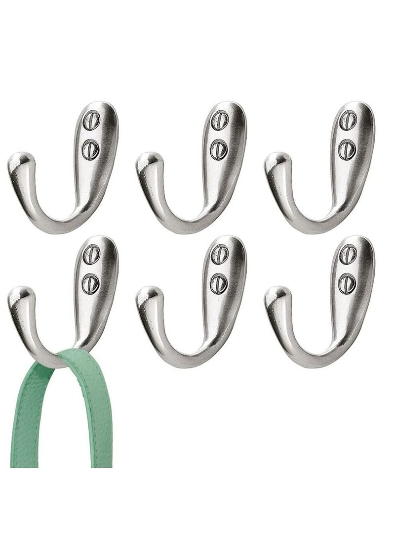 4basix Cloth Hooks Wall Mounted Coat Hooks Wall Hooks for Jackets Bags Towels Pack of 6 Chrome Plated - Image 1