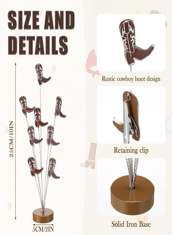 Otoolling 8-Branch Money Tree Gift Card Holder with Clips Cowboy Boot Centerpieces for Tables Photo Tree Picture Holders Western Decorations for Desk Christmas Memo Note Wedding Photo Display - Image 2