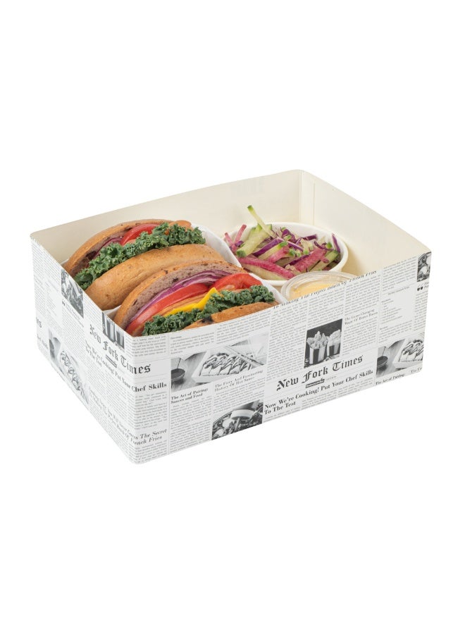Restaurantware Bio Tek 8.4 x 6 x 3.5 Inch Burger Trays, 100 Disposable Paper Food Trays - Recyclable, Sturdy, Newsprint Paper Movie Snack Trays, For Meals, Snacks, And Baked Goods - Image 2