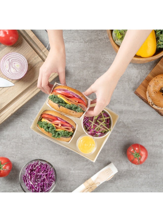 Restaurantware Bio Tek 8.4 x 6 x 3.5 Inch Burger Trays, 100 Disposable Paper Food Trays - Recyclable, Sturdy, Newsprint Paper Movie Snack Trays, For Meals, Snacks, And Baked Goods - Image 5