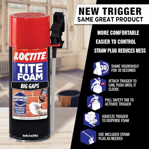Loctite لاصق لوكتايت فوم PU | رغوة متوسعة لملء الفجوات الكبيرة | تبقي الغبار والآفات بعيدًا | سهل الاستخدام يجف بسرعة | مقاوم للماء | لا يتقلص | تطبيق سهل | الأبواب | أنابيب PVC | الحمام | قنوات التكييف | أبيض | 340 جرام × 12 - Image 2