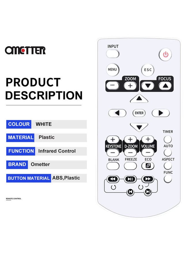 OMETTER - YT-130 for Casio Projector Remote Control XJ-A142 XJ-A147 XJ-A242 XJ-A247 XJ-A252 XJ-A257 XJ-M141 XJ-M146 XJ-M151 XJ-M156 XJ-M24 - Image 1