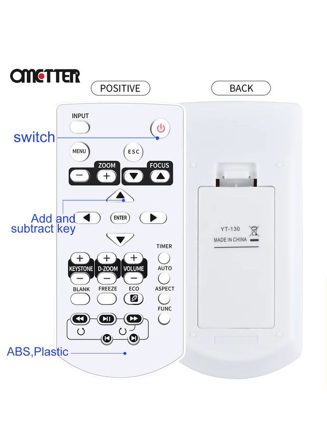 OMETTER - YT-130 for Casio Projector Remote Control XJ-A142 XJ-A147 XJ-A242 XJ-A247 XJ-A252 XJ-A257 XJ-M141 XJ-M146 XJ-M151 XJ-M156 XJ-M24 - Image 1