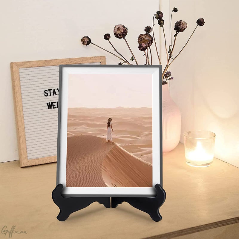 Reorient Guffman 12 Inch Wooden Display Stand - Black Wood Plate Stand Frame - Decorative Plate Holders Stands for Display Pictures, Cookbooks, Home, Birthday, Party, Table Easel Display - Image 5