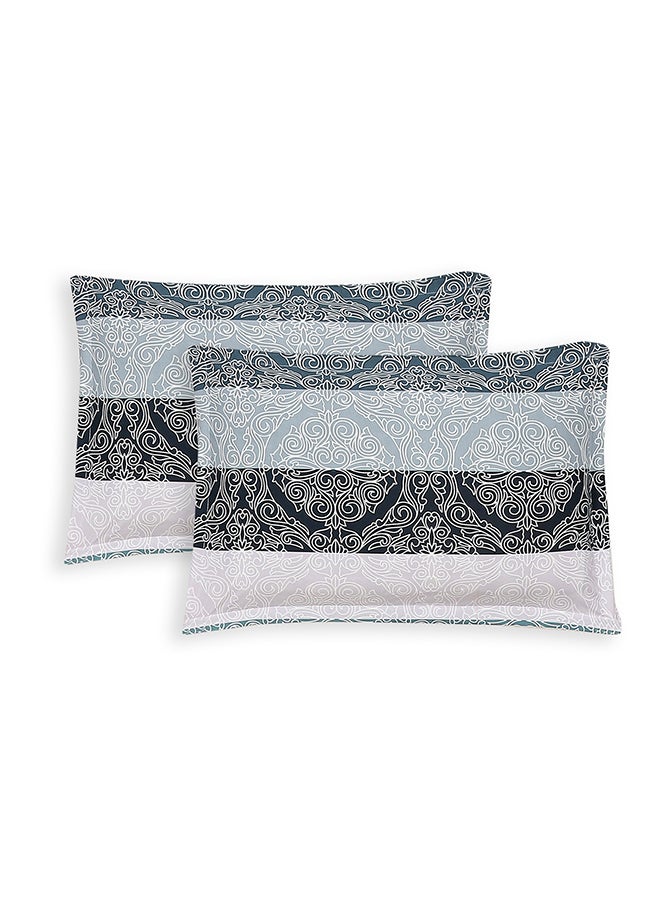 Status Contract Spring Summer Collection-Cotton Rich Double Bedsheet with 2 Pillow Covers for Bed Room, Home, Hotel-120 GSM, Blue-Black Stripes, 210 X 215 Cm  - Image 3