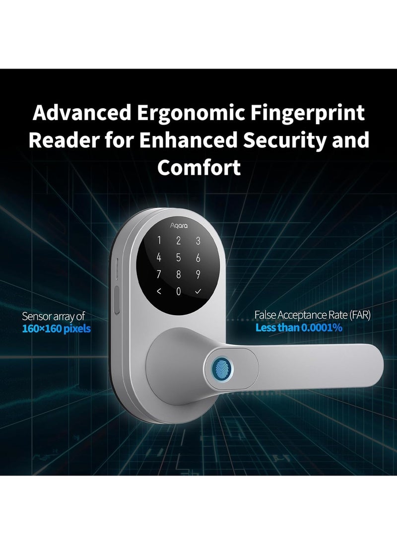 أكارا Aqara Smart Lock U300, Fingerprint Keyless Entry Door Lock with Handle  - Image 4