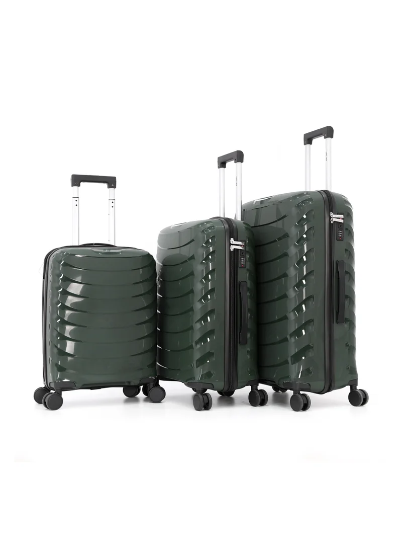 ديليكسي Hardside Luggage Trolley Bag 3 Pieces set,Green (S-20,M-24,L-28 Inch)