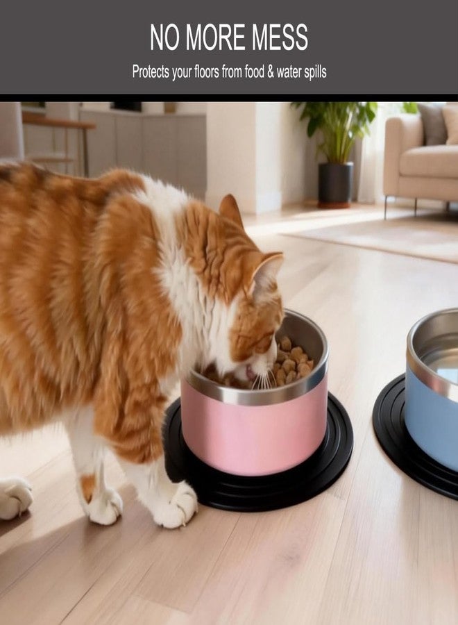 Metopets 2 Pack Silicone Pet Food Mat, Small Rubber Mat for Cat Bowl, Cat Food Mat, Cat Feeding Placemat, 9.5"x9.5" - Image 2