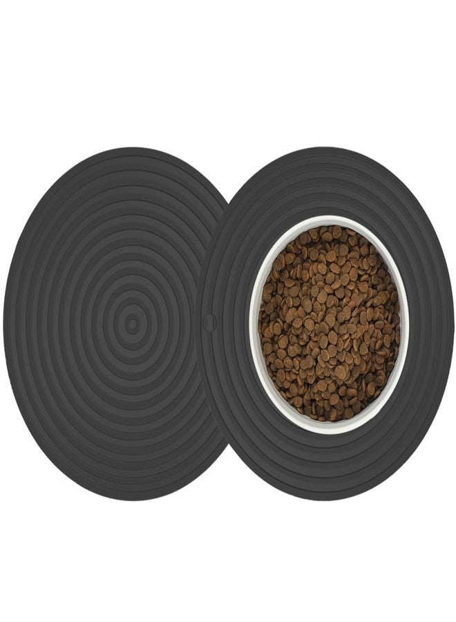 Metopets 2 Pack Silicone Pet Food Mat, Small Rubber Mat for Cat Bowl, Cat Food Mat, Cat Feeding Placemat, 9.5"x9.5" - Image 1