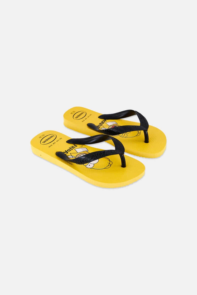 havaianas Kids Boy Graphic Print Slip On Slippers, Yellow  - Image 1