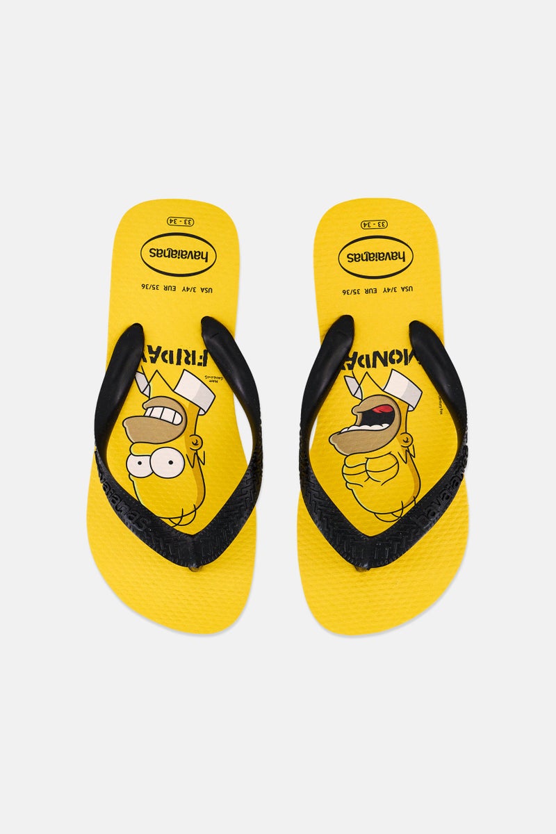 havaianas Kids Boy Graphic Print Slip On Slippers, Yellow  - Image 3