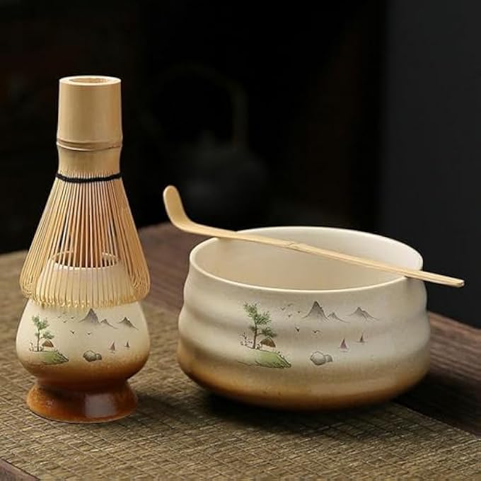 TOPSKY Matcha Stirrer Set Matcha Whisk Set Matcha Bowl And Whisk Set Tea Ceremony Set For Matcha Making Matcha Tea Set Bamboo Whisk 6 Khaki - Image 5