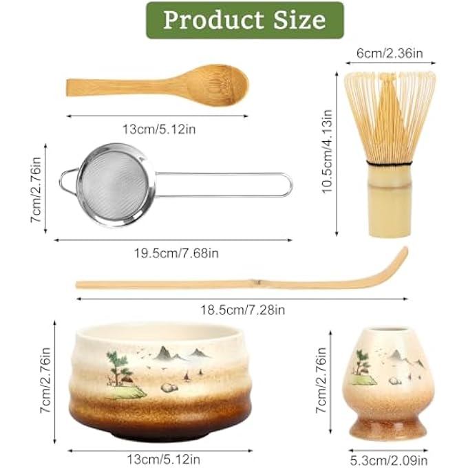 TOPSKY Matcha Stirrer Set Matcha Whisk Set Matcha Bowl And Whisk Set Tea Ceremony Set For Matcha Making Matcha Tea Set Bamboo Whisk 6 Khaki - Image 3