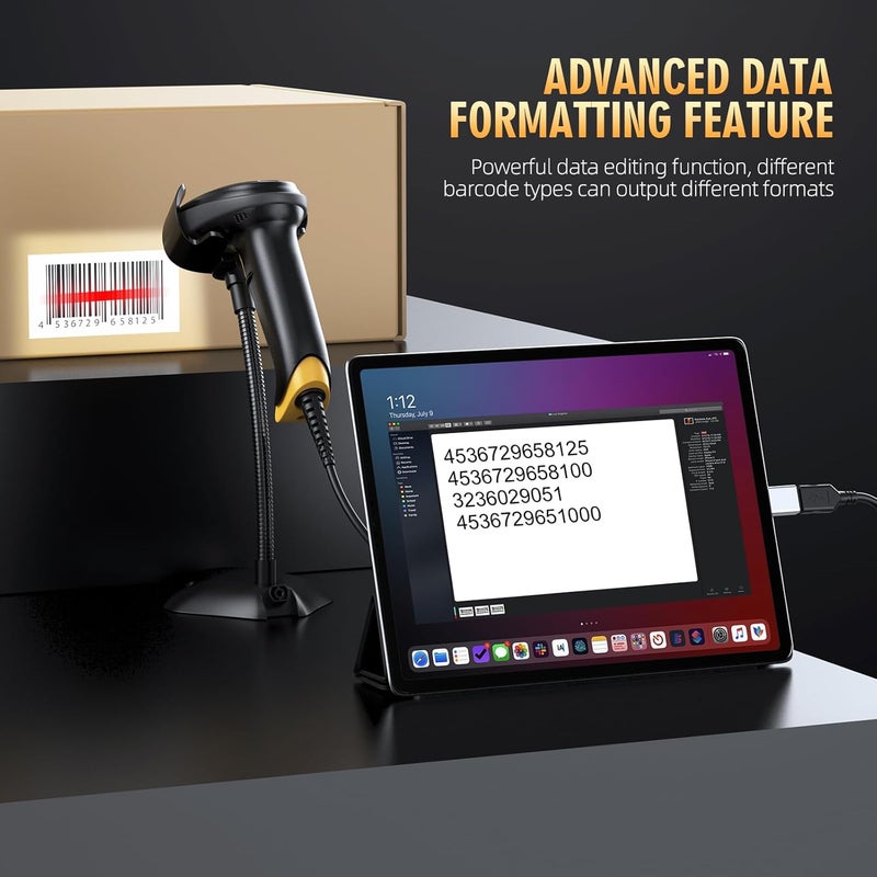 TEEMI 2D Barcode Scanner USB Wired Virtual COM Handheld Automatic QR Data Matrix PDF417 Maxi IMB bar Codes Imager Global Shutter Computer Screen Scan for Windows Mac and Linux PC POS, No Stand - Image 5