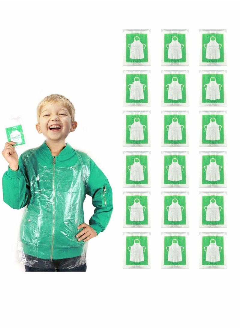 Y&D - 100 Pieces Kids Aprons, Disposable Individually Packed Plastic Clear Polyethylene Cooking Aprons for Adult Dustproof Waterproof DIY Arts & Crafts Supplies - Image 1