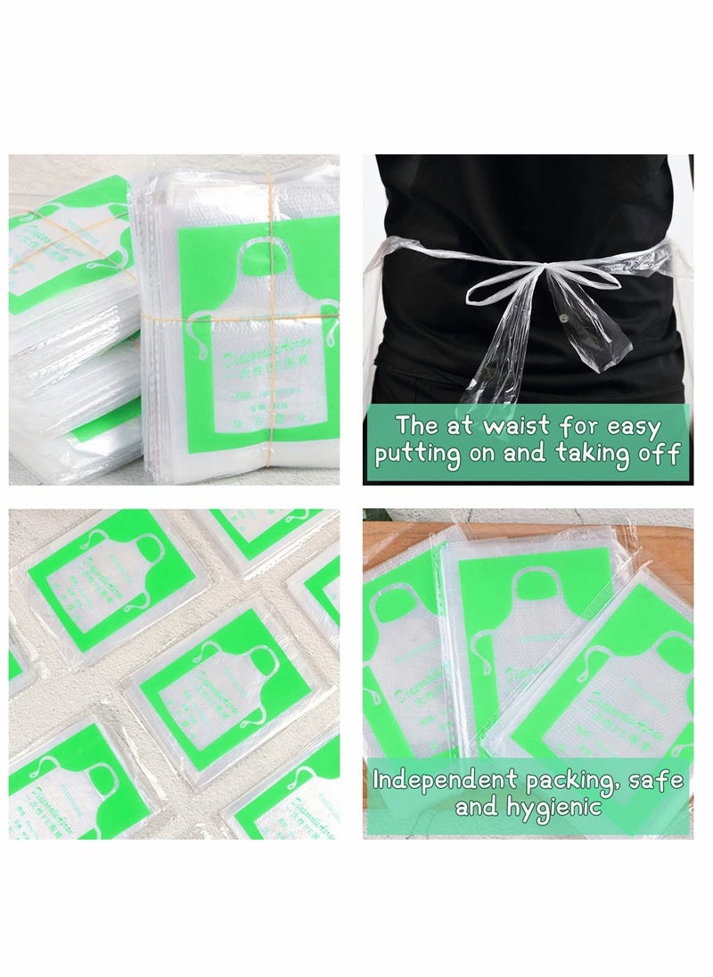 Y&D - 100 Pieces Kids Aprons, Disposable Individually Packed Plastic Clear Polyethylene Cooking Aprons for Adult Dustproof Waterproof DIY Arts & Crafts Supplies - Image 1