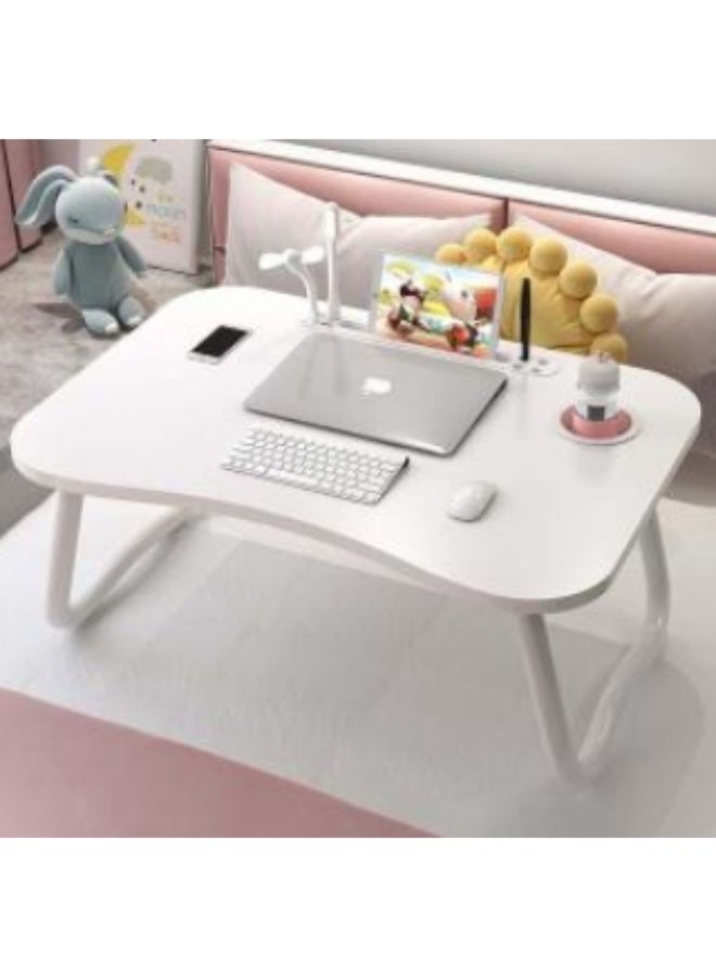 Arabest Laptop Bed Desk,Portable Foldable Laptop Tray Table with USB Charge Port/Cup Holder/Storage Drawer,for Bed /Couch /Sofa Working, Reading (White) - Image 1