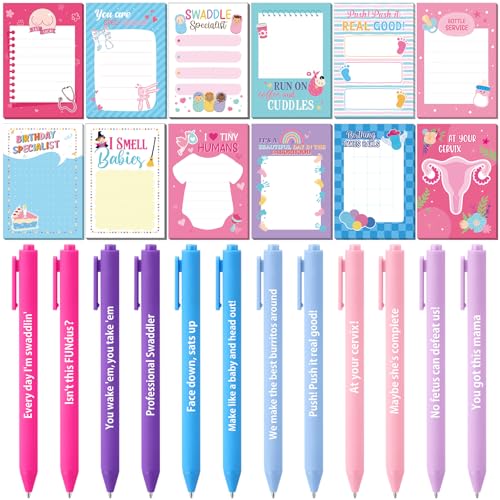 Resholder 24 Pcs Labor and Delivery Nurse Gifts, Obstetric Sticky Notes and Funny Pens Kit, Nurse Appreciation Gifts Bulk for L&d Nursing Doctor Thank You Office Hospital Supplies - Image 1