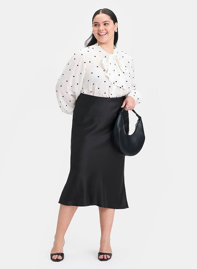 Virgio VIRGIO 100% Viscose Polka Dot Tie-Neck Top  - Image 1