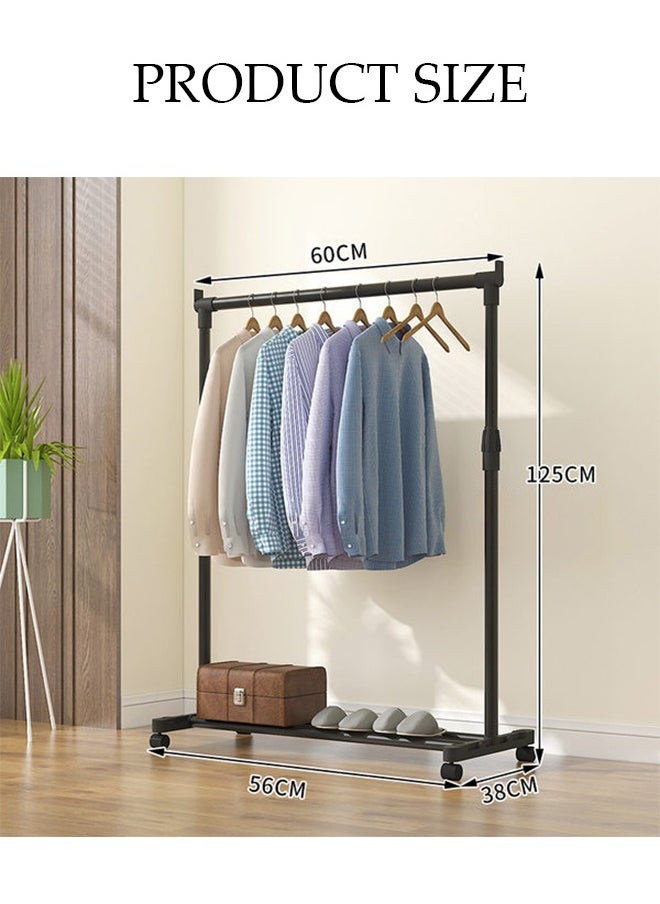 DUNISO 60CM Simple Drying Rack with Wheels，125cm High Fixed Height Hanger，Indoor Floor Standing Clothes Hanger，Assembled Clothes Hanger，Bedroom Storage Clothes Rack，Black  - Image 2