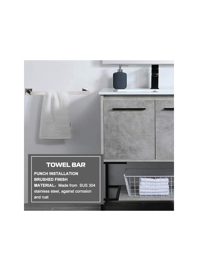 S-TOP 16 Inch Bath Towel Bar Brushed Nickel, Stainless Steel Towel Rack Wall Mounted, Modern Square Towel Holder Towel Rod for Bathroom Kitchen(Brushed Nicke) - Image 5