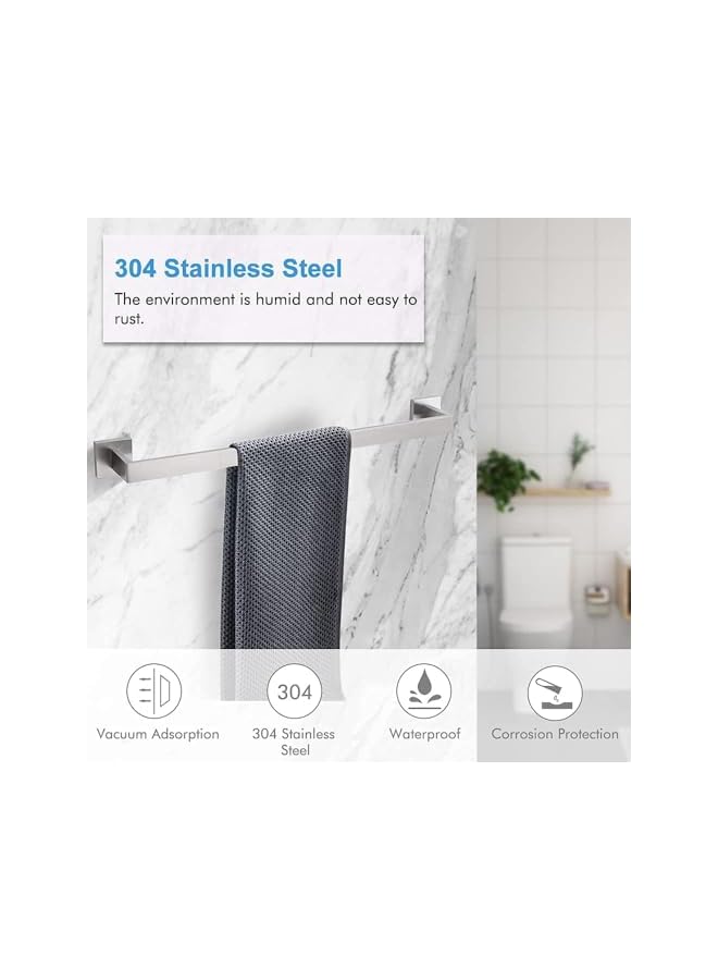S-TOP 16 Inch Bath Towel Bar Brushed Nickel, Stainless Steel Towel Rack Wall Mounted, Modern Square Towel Holder Towel Rod for Bathroom Kitchen(Brushed Nicke) - Image 3