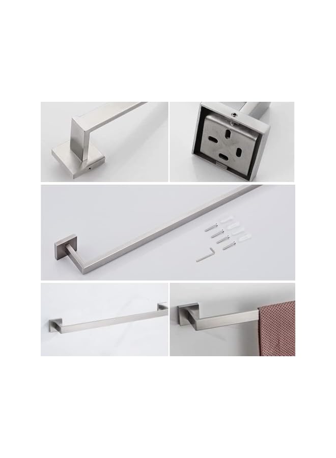 S-TOP 16 Inch Bath Towel Bar Brushed Nickel, Stainless Steel Towel Rack Wall Mounted, Modern Square Towel Holder Towel Rod for Bathroom Kitchen(Brushed Nicke) - Image 2