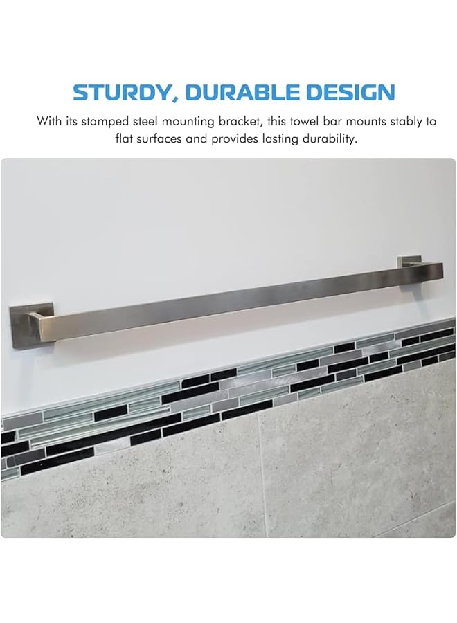 S-TOP 16 Inch Bath Towel Bar Brushed Nickel, Stainless Steel Towel Rack Wall Mounted, Modern Square Towel Holder Towel Rod for Bathroom Kitchen(Brushed Nicke) - Image 4
