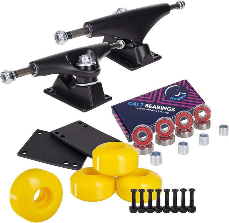 Cal 7 Skateboard Complete Combo with 139 mm Trucks, 52 mm Wheels, Bearings, Durable Skateboard Hardware Kit, Starter Set for Standard Skateboards - Image 1