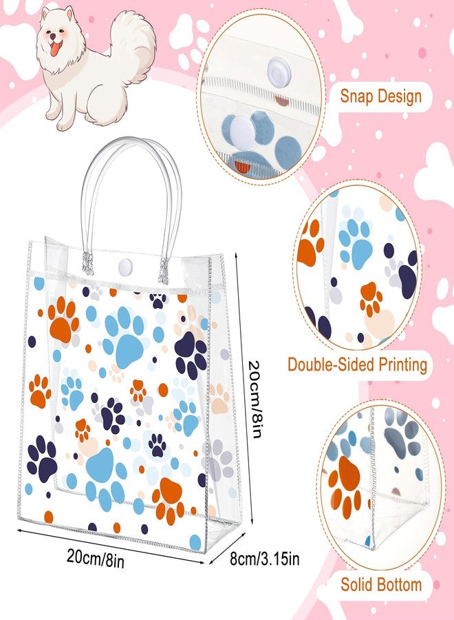 Abbylike 24 Pcs Dog Paw Clear PVC Gift Bag with Handles Party Favor Bag Candy Gift Treat Bags for Sports Theme Party Decorations Game Celebration Supplies Birthday Decorations - Image 2