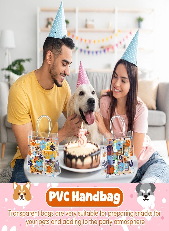Abbylike 24 Pcs Dog Paw Clear PVC Gift Bag with Handles Party Favor Bag Candy Gift Treat Bags for Sports Theme Party Decorations Game Celebration Supplies Birthday Decorations - Image 3