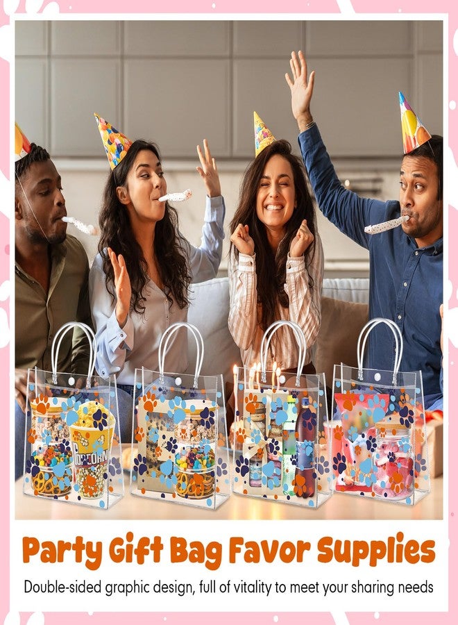 Abbylike 24 Pcs Dog Paw Clear PVC Gift Bag with Handles Party Favor Bag Candy Gift Treat Bags for Sports Theme Party Decorations Game Celebration Supplies Birthday Decorations - Image 5