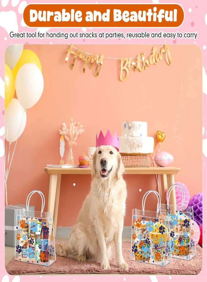 Abbylike 24 Pcs Dog Paw Clear PVC Gift Bag with Handles Party Favor Bag Candy Gift Treat Bags for Sports Theme Party Decorations Game Celebration Supplies Birthday Decorations - Image 4