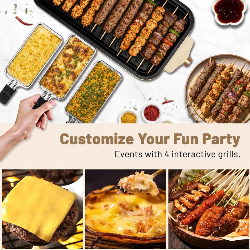 Angju Electric Indoor Grill,2 in 1 Indoor Grills for Kitchen with Grill Net & Non-Stick Cooking Removable Plate, Temperature Control, Dishwasher Safe, 1700W Smokeless barbecue - Image 4