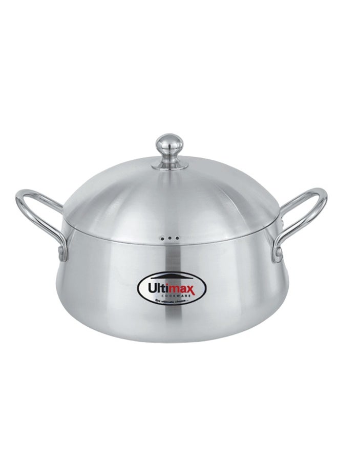 ULTIMAX Ultimax 7 Ltr Aluminium Belly Pot 24 cm, Metal Finish Casserole/Cooking Pot with Durable Handles and Heavy Lid, Dishwasher & Oven Safe, Even Heat Distribution, SS Handle , Suitable for Most Stoves  - Image 1