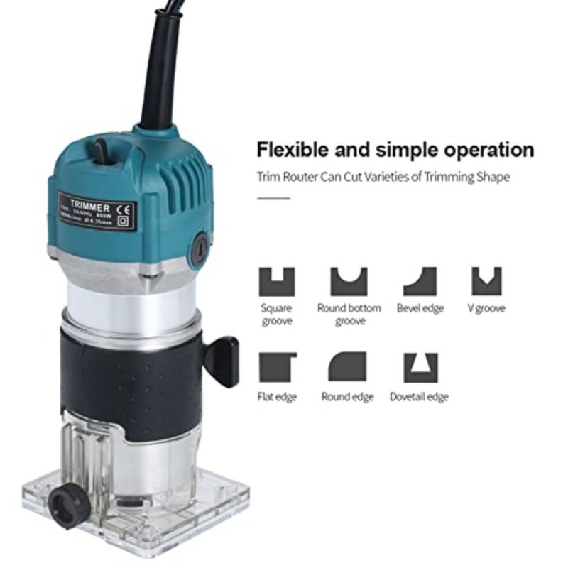 Electric router, 800W Compact Wood Router Tool Set 220V Electric Trimmer Wood Router with 15pcs Router Bits, EU Plug - Image 2