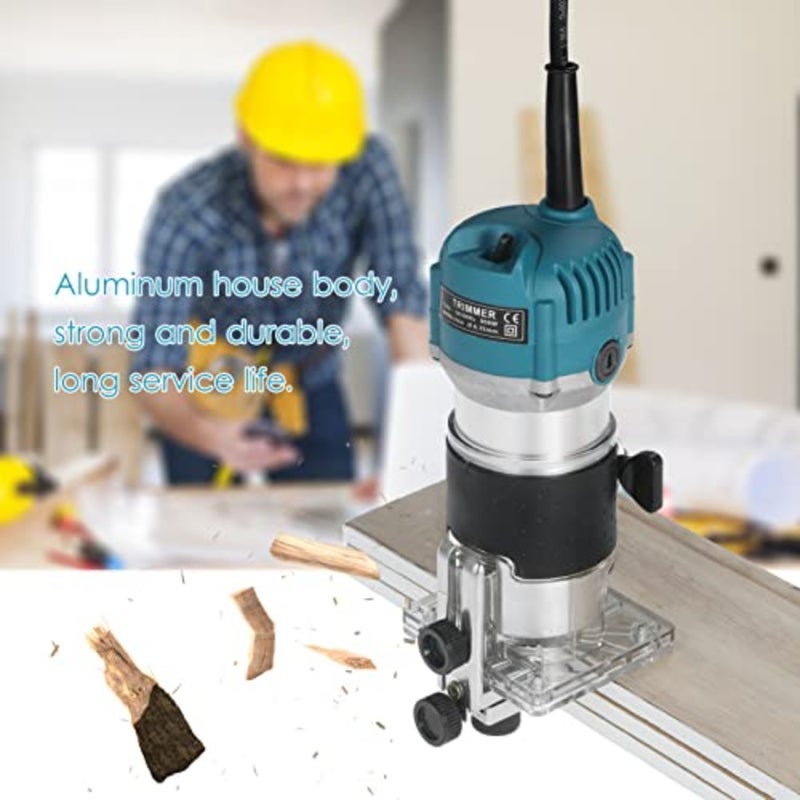 Electric router, 800W Compact Wood Router Tool Set 220V Electric Trimmer Wood Router with 15pcs Router Bits, EU Plug - Image 4