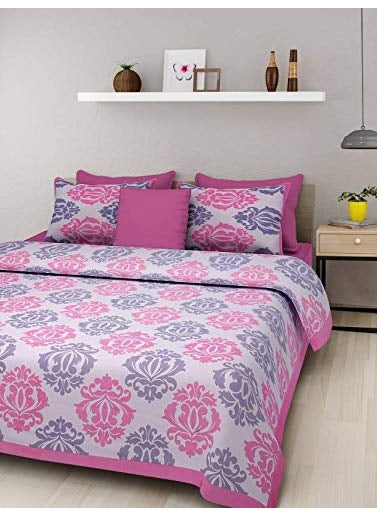 BEDZONE - BedZone 100 Cotton Rajasthani Jaipuri King Size bedsheets Combo Double Bed Set 2 Double Bedsheet with 4 Pillow Cover Multicolor - Image 1