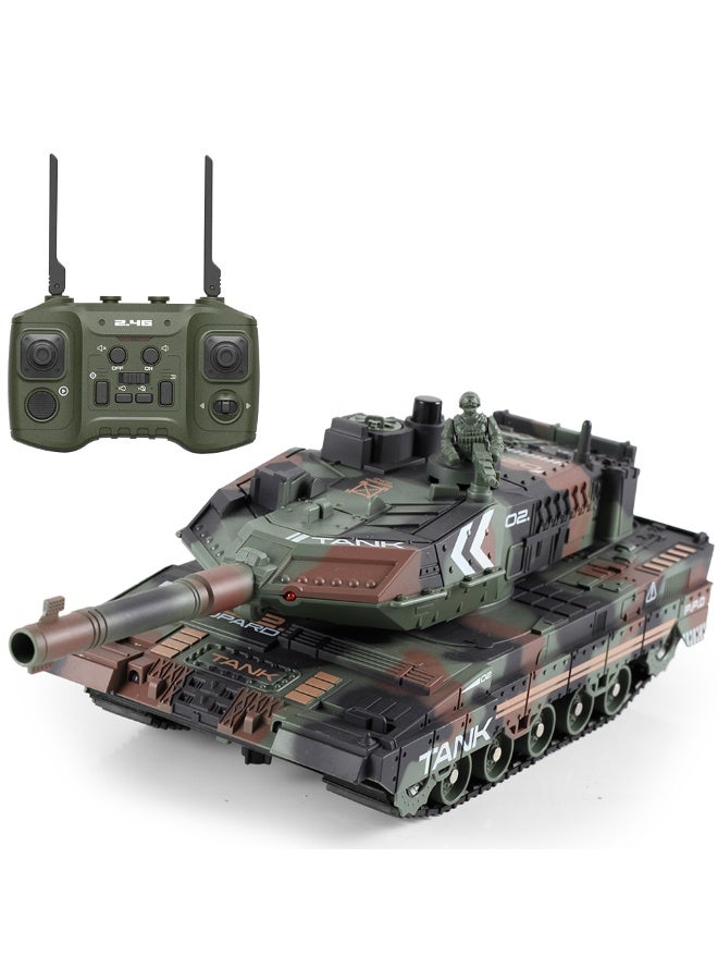 Tracked RC Military Tank with Spray Effect, 2.4GHz Remote Control, Realistic Sound, Ready to Go - Image 1