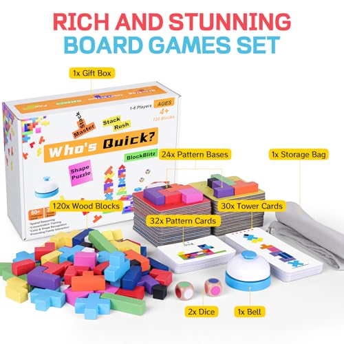QianShouYan Wooden Block Game 120Pcs FastPaced Stacking Building Block Game Challenging Block Stacking Games 1 to 6 Players Party Games for Ages 4 - Image 5