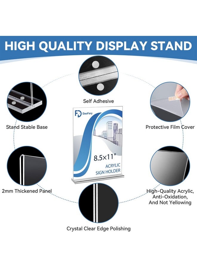 Daofary 10 Pack Acrylic Sign Holder 8.5 x 11 Display Table Signs Stand, clear flyer stand 8.5 x 11 Double Sided T Shape Plastic for Picture Paper Frame Holder Home Office Menu Retail Show Fair - Image 2