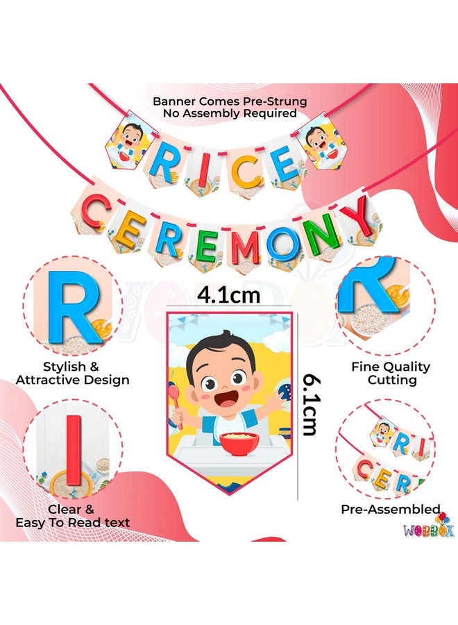 ووبوكس لافتة WOBBOX Annaprashan Bunting "Rice Ceremony" ملونة ثلاثية الأبعاد، ديكور حفلات Annaprashan - Image 2