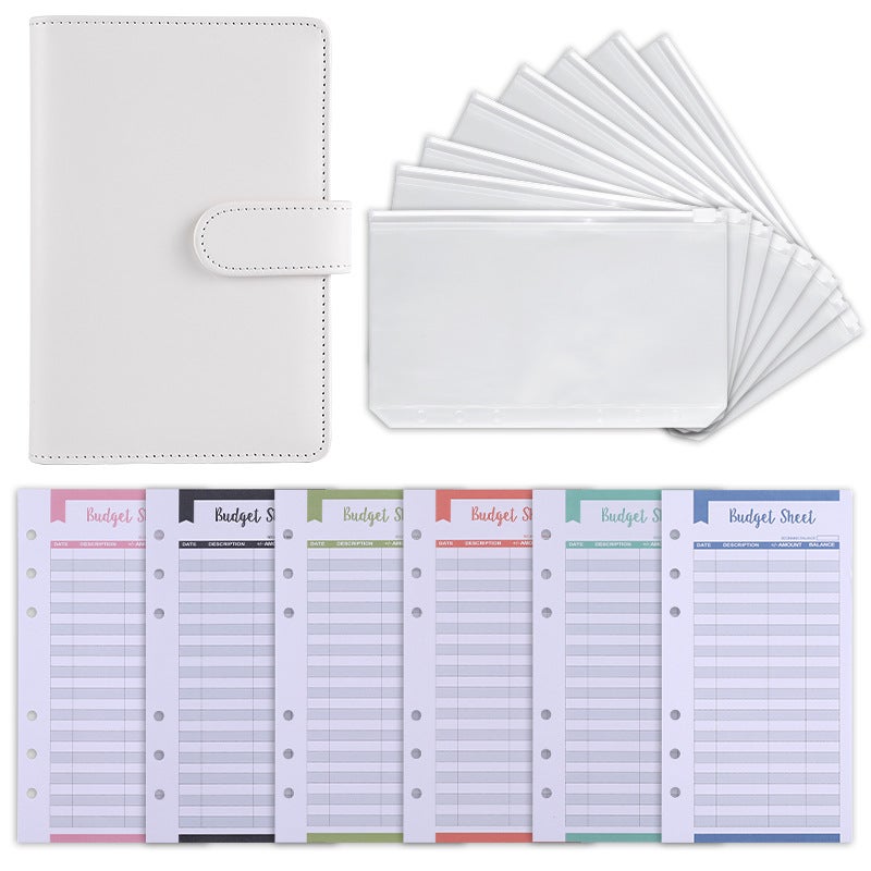 Spot A6 Binder Zipper Bag Macaron Notebook Leather Pu Binder Cash Budget Hand Ledger - Image 1