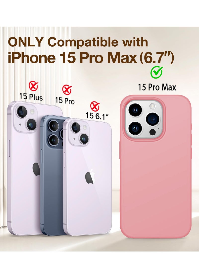 Houmt iPhone 15 Pro Max Case Silicone with 1X Camera Protector+ 1X Screen Protector Compatible with iPhone 15 Pro Max Cover Liquid Soft Silicone Inside Microfiber Lining Slim Thin Protective Case Cover - Image 2