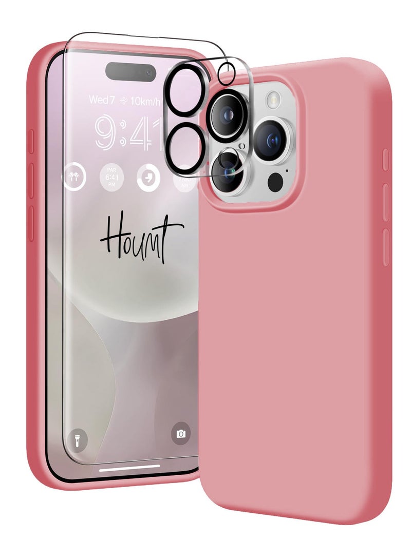 Houmt iPhone 15 Pro Max Case Silicone with 1X Camera Protector+ 1X Screen Protector Compatible with iPhone 15 Pro Max Cover Liquid Soft Silicone Inside Microfiber Lining Slim Thin Protective Case Cover - Image 1