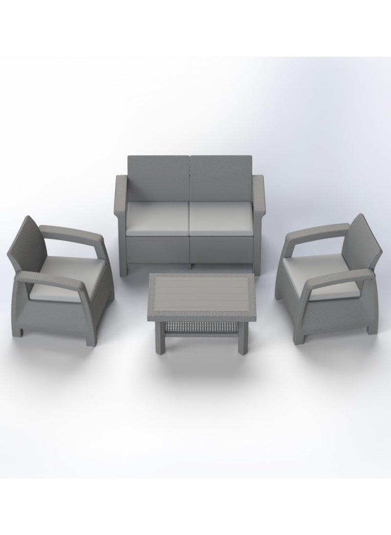 3MPlast - 3MPlast Havana Sofa 4-Seater Set, Rattan Modern Outdoor Furniture, with Comfort Cushion & Coffee table - Image 1