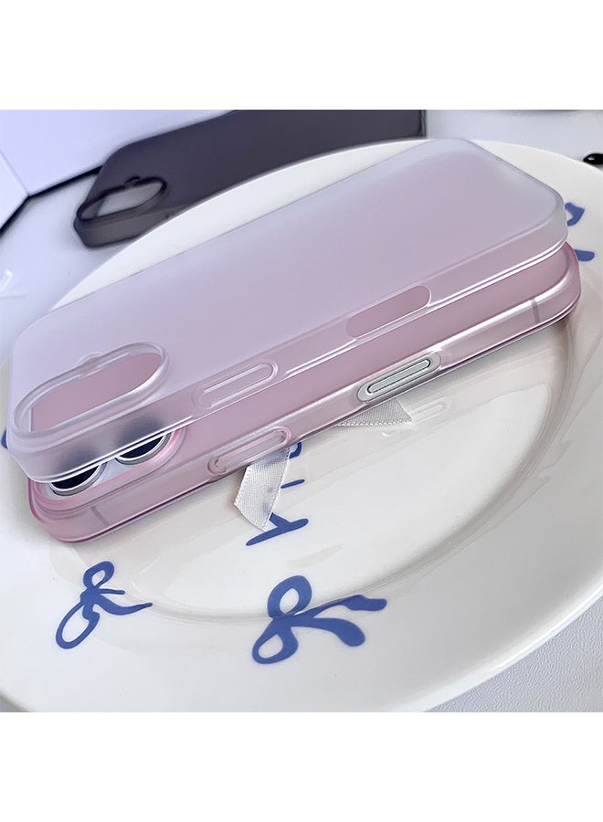 Case for Apple iPhone 17 6.1-Inch, Slim Scratch Resistant Anti-Drop, Semi-transparent Matte Back Shockproof Phone Case - Transparent Pink - Image 2