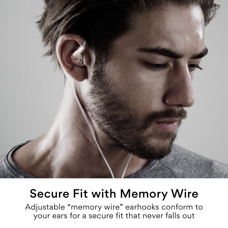 MEE audio M6 Sport Wired Earbuds, in Ear Headphones, 3-Button Remote, Sweatproof Earphones for Running/Gym/Workouts with Memory Wire Earhooks, Headset Microphone, 3.5mm Jack Plug (Clear) - Image 2